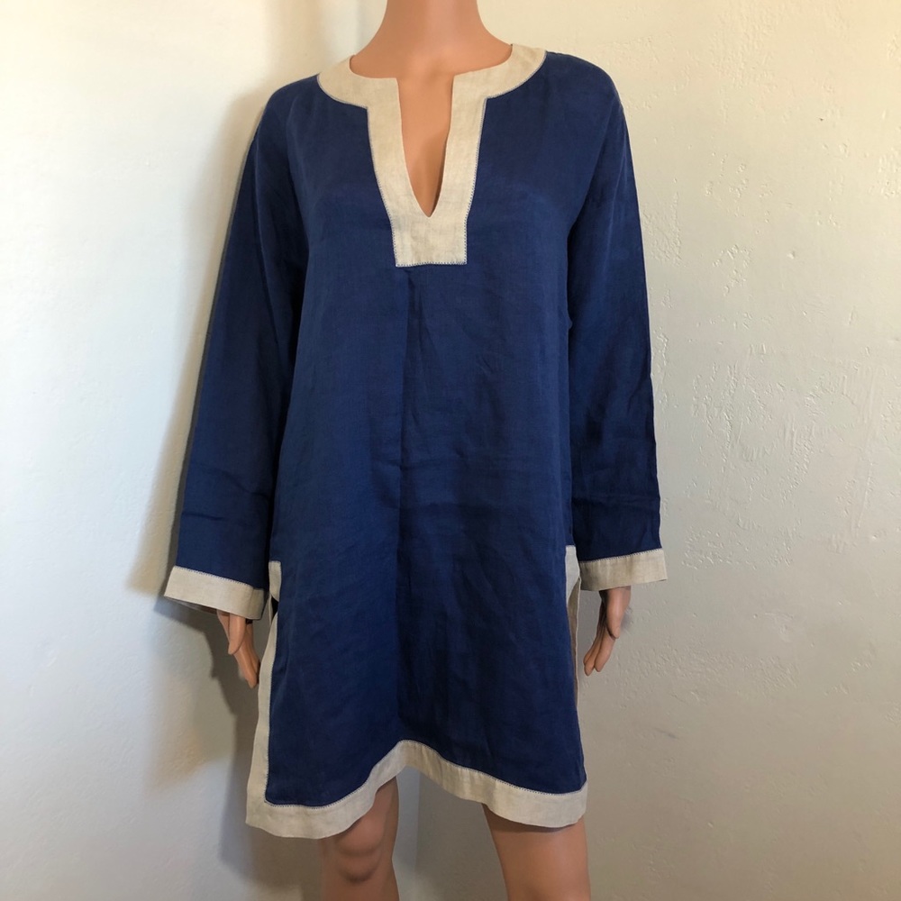 Max Mara Leisure 10 M Tunic Top Navy Blue Linen